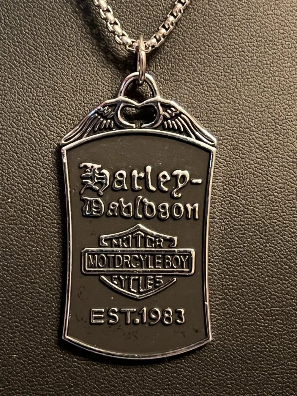 Harley Davidson MOTORCYCLE BOY Dogtag Pendant Necklace (139)
